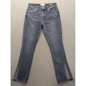 Dear John Jeans Womens 26 Blue Blaire Straight Side Slit Hem Cotton Zip Fly